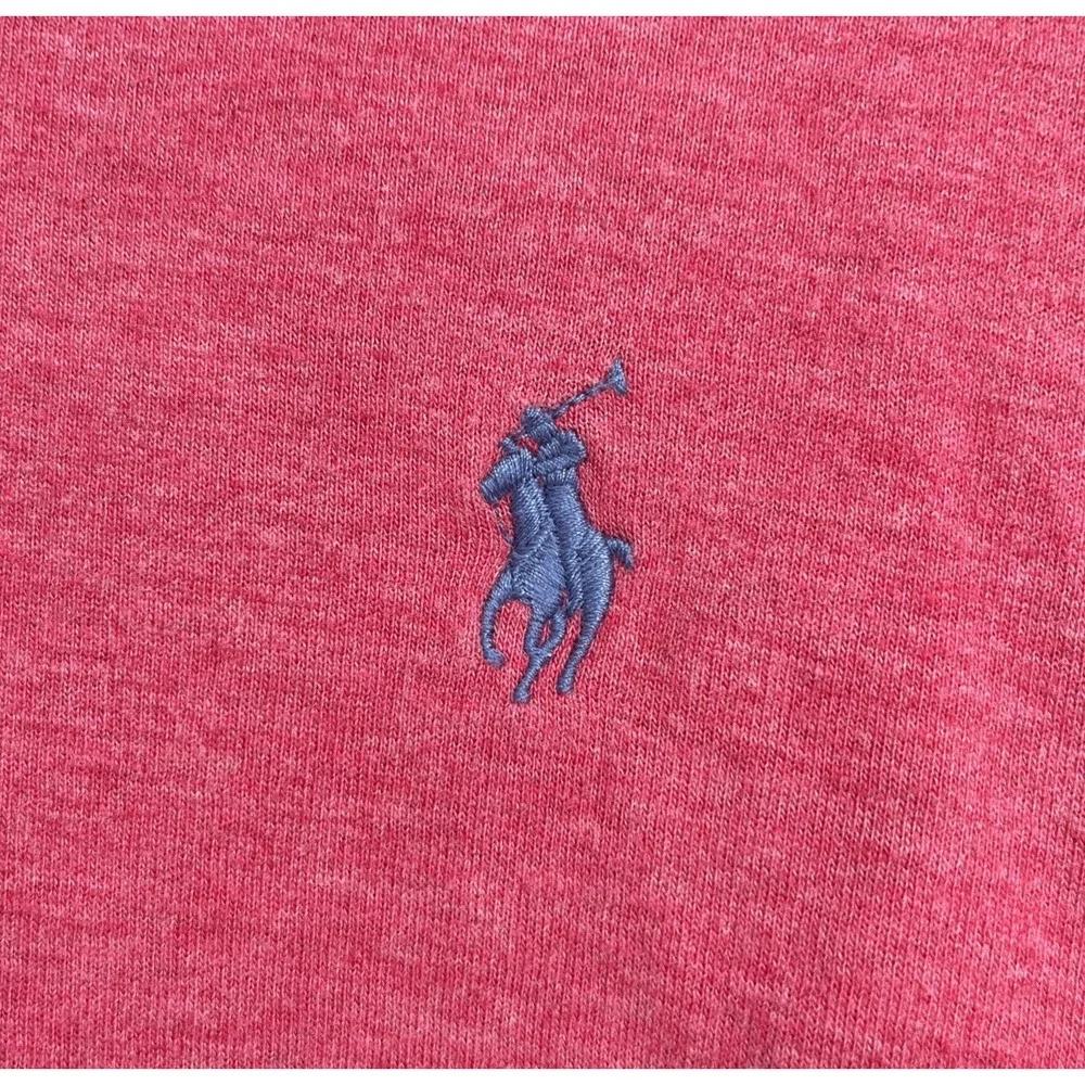 Polo Ralph Lauren Sweatshirt Mens L Salmon Pink 1/4 Zip Up Preppy Pony Pullover